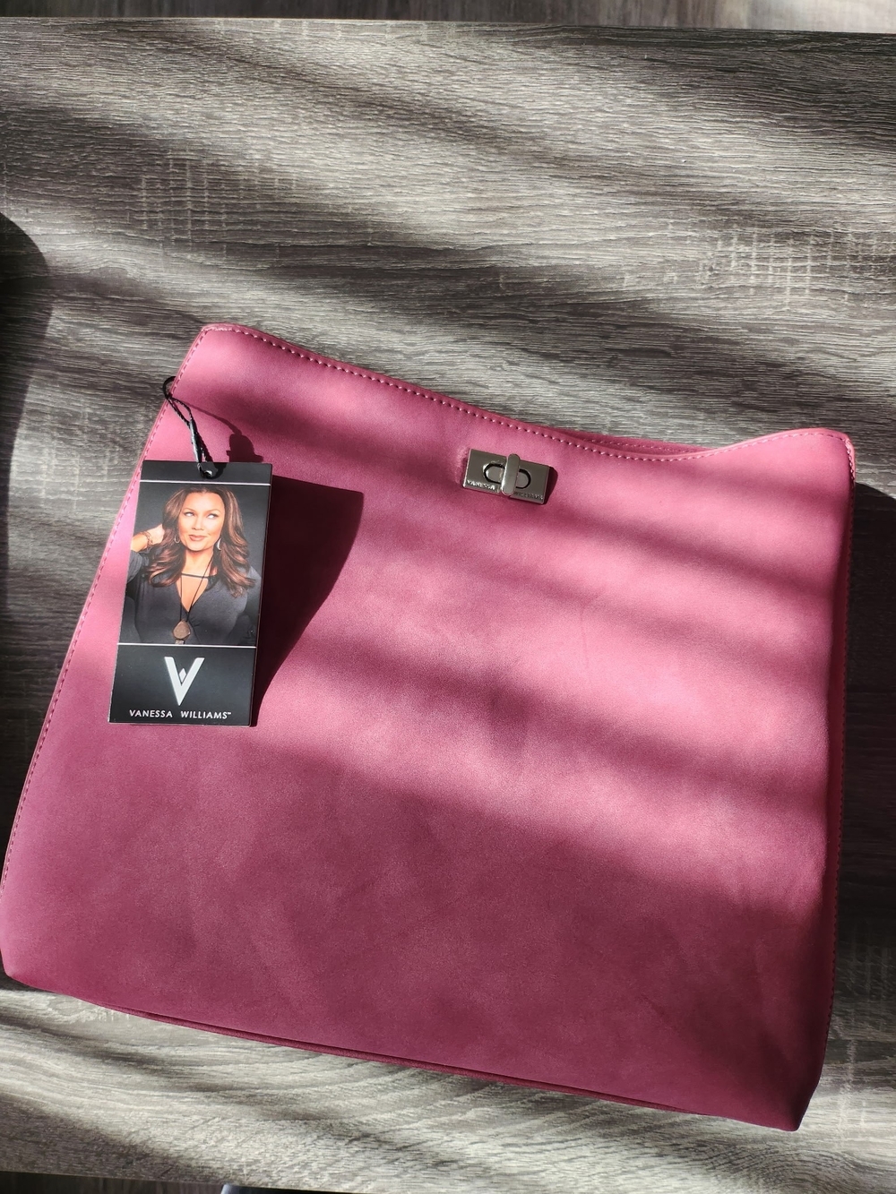 Vanessa Williams Pink Shoulder Bag with Turn-Lock Detail
